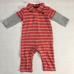 Carter's Baby Boy's Orange Gray Long Sleeves 100% cotton Romper Size 9M